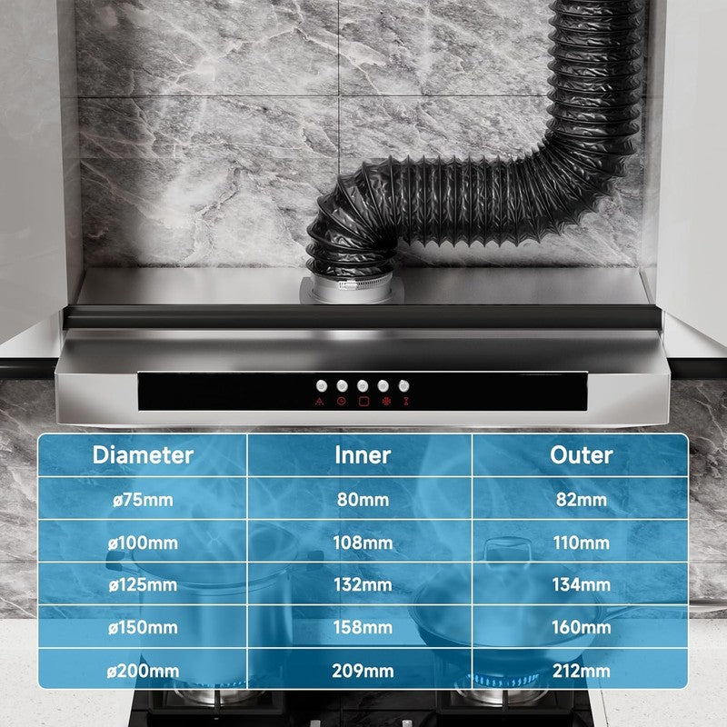 4'' PVC Aluminium Flexible Ducting Black Hose 100mm 2.5M Tumble Dryer Fan Hood