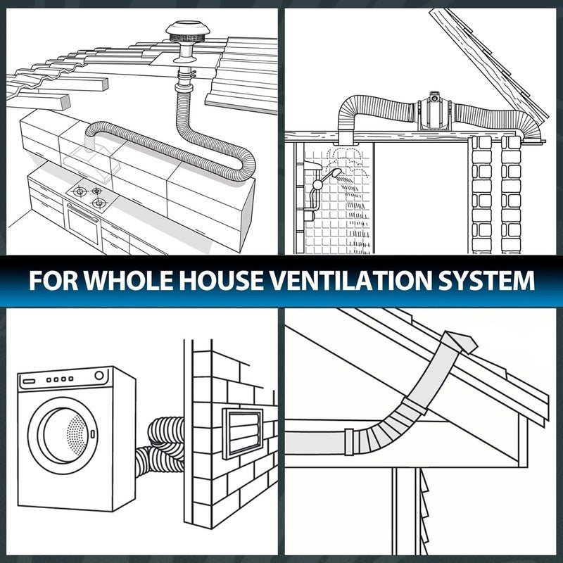 4'' PVC Aluminium Flexible Ducting Black Hose 100mm 2.5M Tumble Dryer Fan Hood