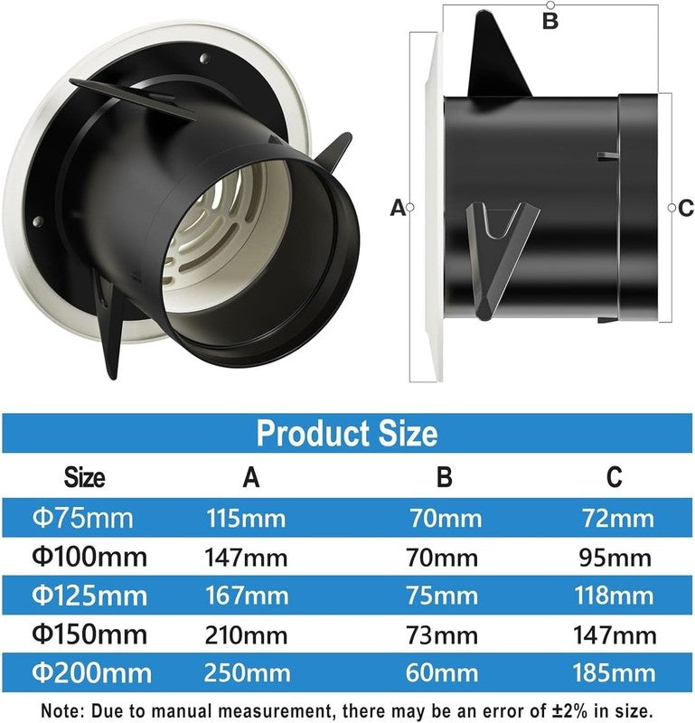 6'' Adjustable Round Air Vent 150mm Wall Ceiling Mounted Ventilation Cover Mesh