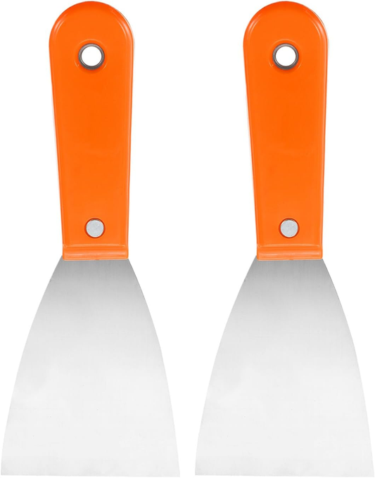 Carbon Steel Putty Knife Plastic Handle Drywall Flex Scraper 2Pcs 3 Inch Orange Unbranded