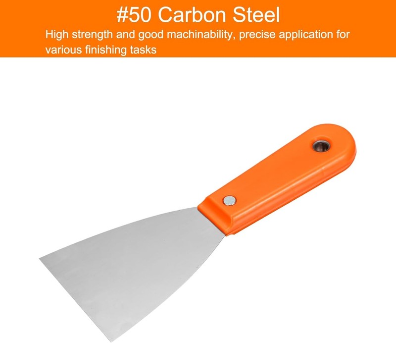 Carbon Steel Putty Knife Plastic Handle Drywall Flex Scraper 2Pcs 3 Inch Orange Unbranded