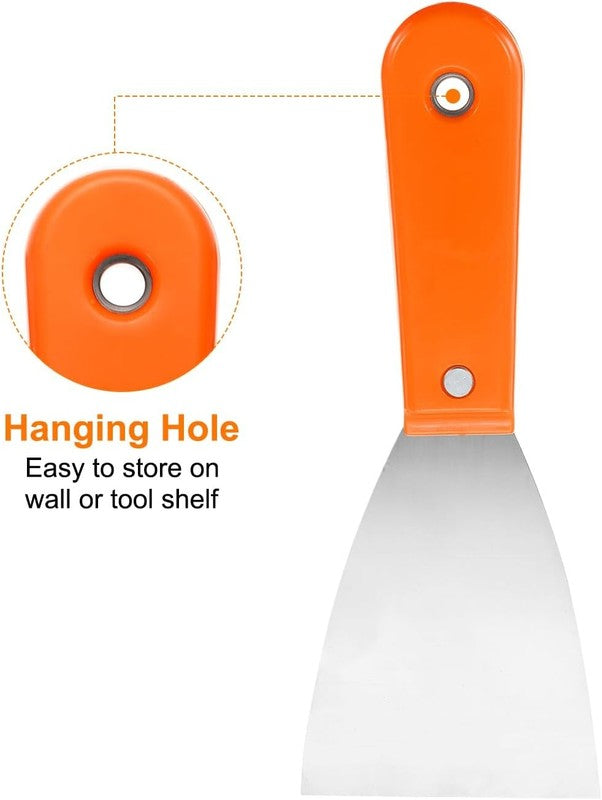 Carbon Steel Putty Knife Plastic Handle Drywall Flex Scraper 2Pcs 3 Inch Orange Unbranded