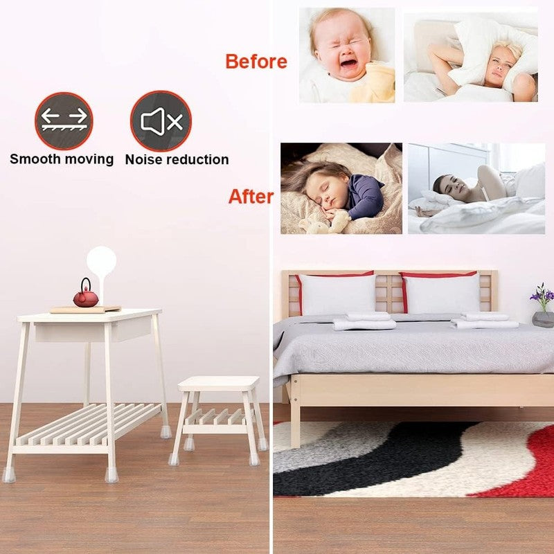 Chair Leg Protectors Hardwood Floors Silicone Covers Felt Pads 24 Pack