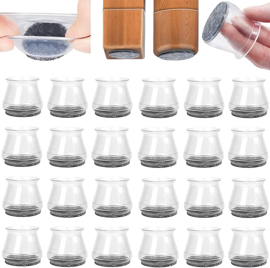 Chair Leg Protectors Hardwood Floors Silicone Covers Felt Pads 24 Pack