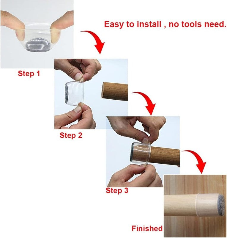 Chair Leg Protectors Hardwood Floors Silicone Covers Felt Pads 24 Pack