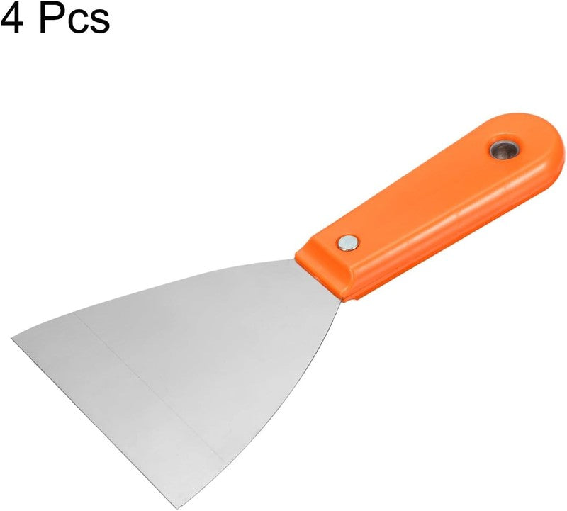 Carbon Steel Putty Knife Plastic Handle Drywall Flex Scraper 4Pcs 5 Inch Orange Unbranded