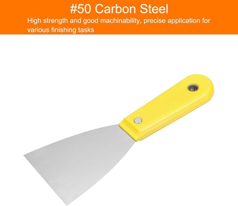 Carbon Steel Putty Knife Plastic Handle Drywall Flex Scraper 4Pcs 3 Inch Yellow Unbranded