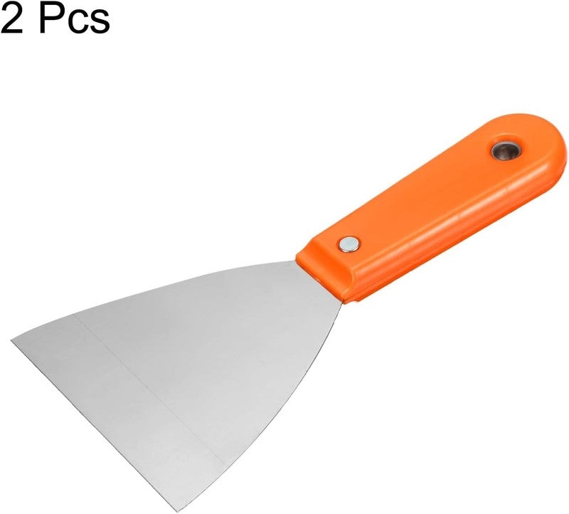 Carbon Steel Putty Knife Plastic Handle Drywall Flex Scraper 2Pcs 4 Inch Orange Unbranded