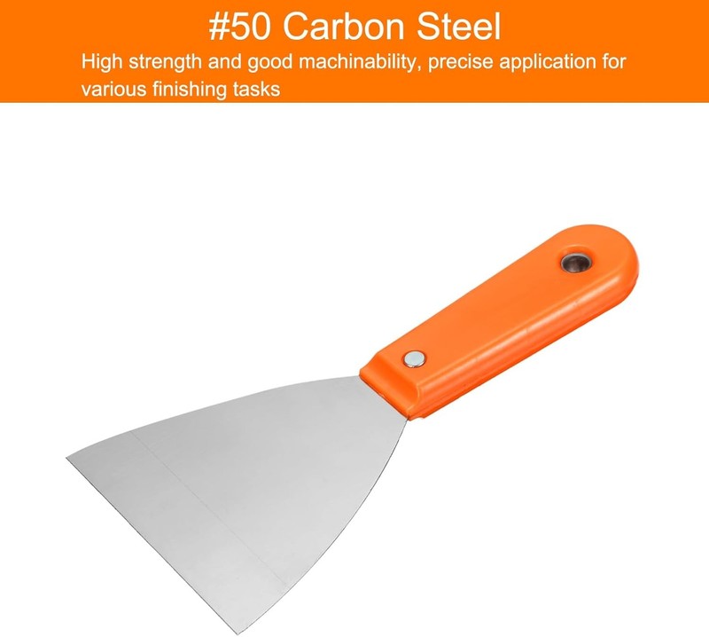 Carbon Steel Putty Knife Plastic Handle Drywall Flex Scraper 4Pcs 4 Inch Orange Unbranded