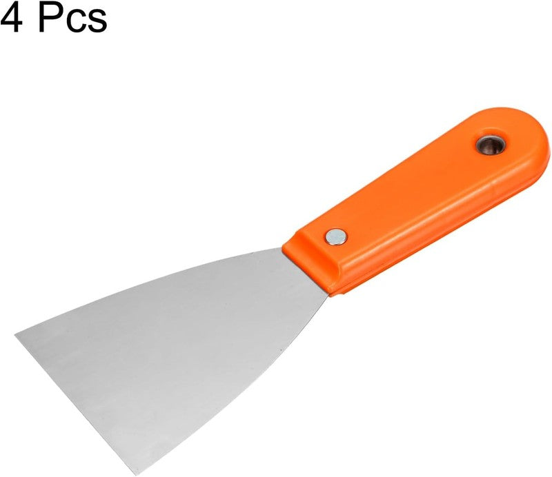 Carbon Steel Putty Knife Plastic Handle Drywall Flex Scraper 4Pcs 3 Inch Orange Unbranded