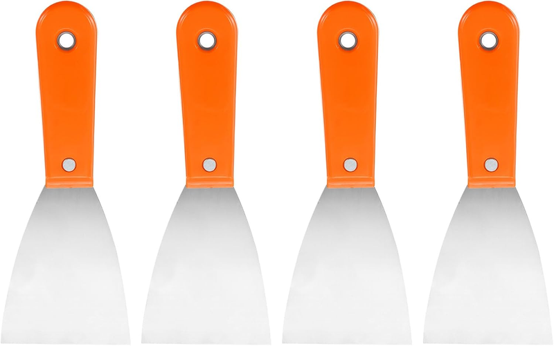 Carbon Steel Putty Knife Plastic Handle Drywall Flex Scraper 4Pcs 3 Inch Orange Unbranded
