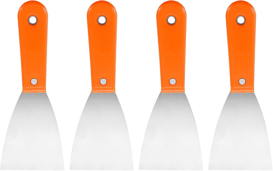 Carbon Steel Putty Knife Plastic Handle Drywall Flex Scraper 4Pcs 3 Inch Orange Unbranded
