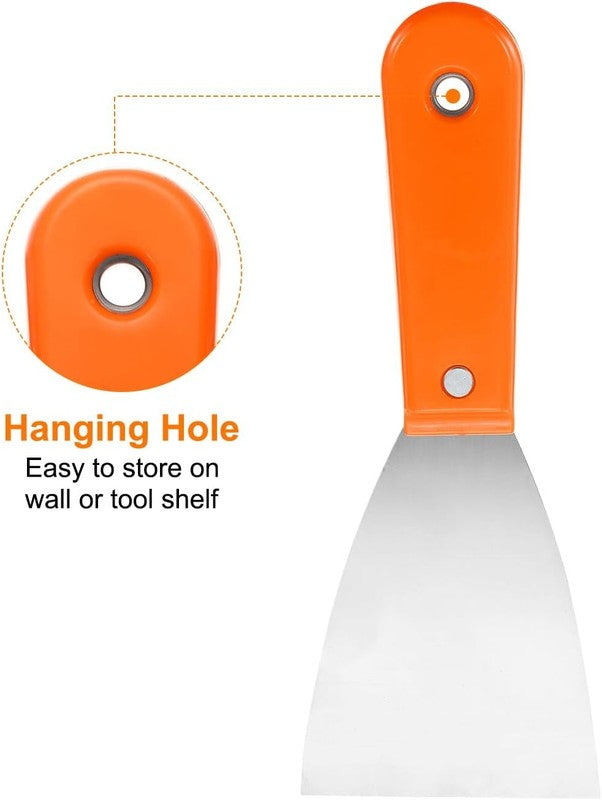 Carbon Steel Putty Knife Plastic Handle Drywall Flex Scraper 4Pcs 3 Inch Orange Unbranded