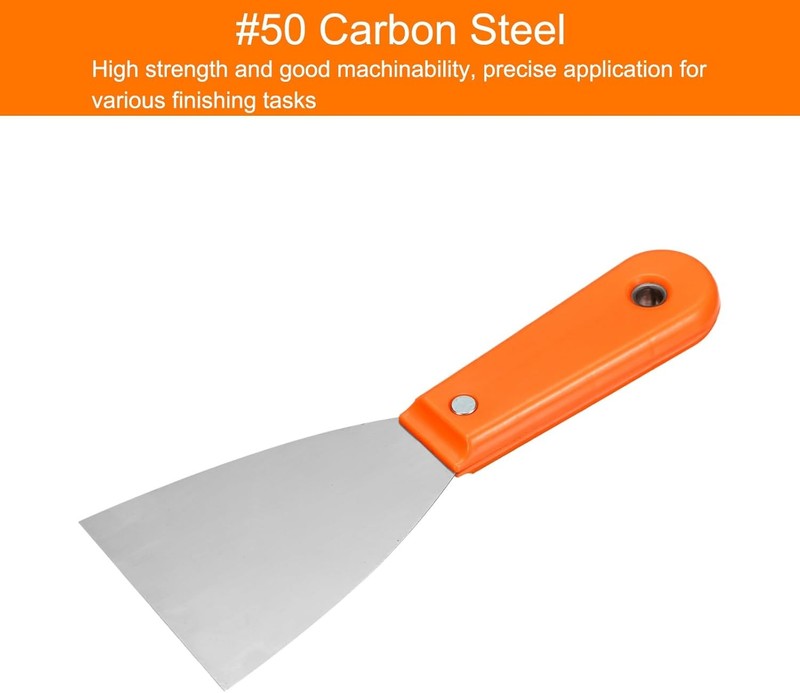 Carbon Steel Putty Knife Plastic Handle Drywall Flex Scraper 4Pcs 3 Inch Orange Unbranded