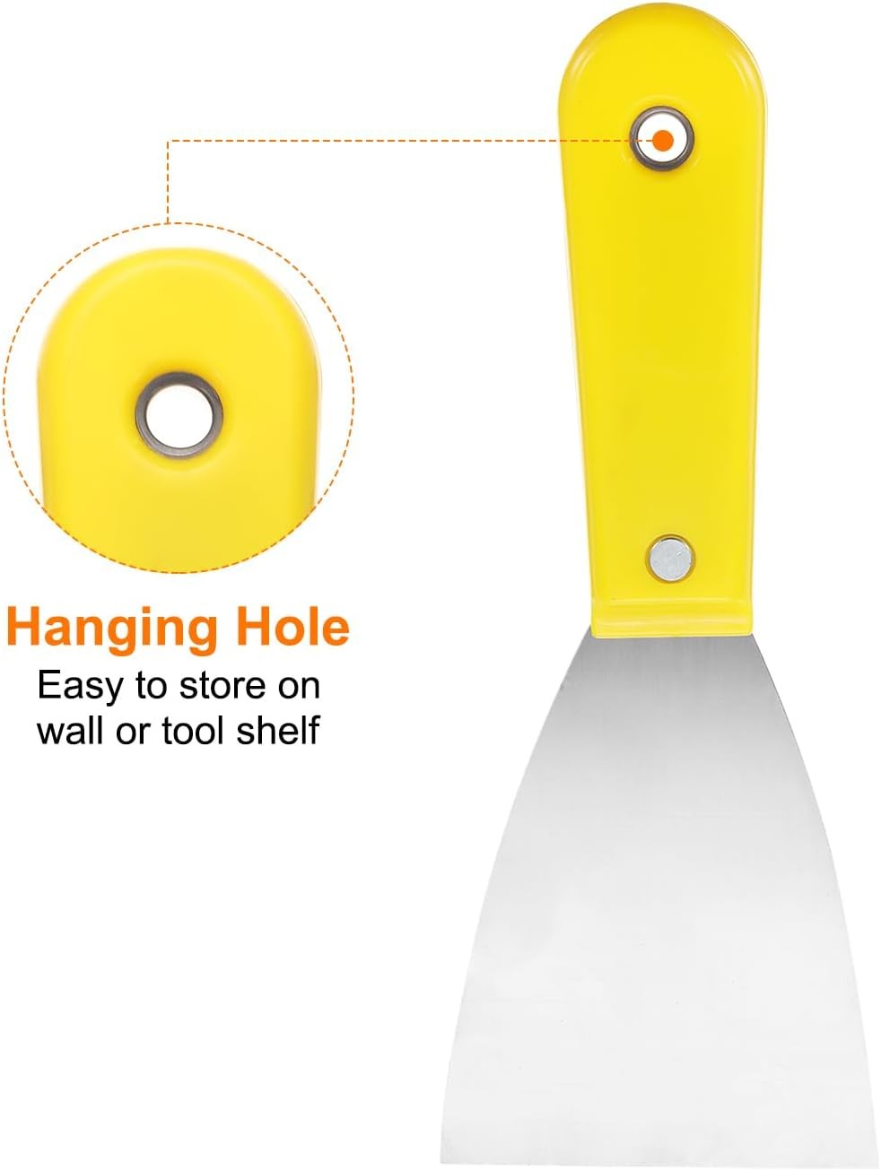 Carbon Steel Putty Knife Plastic Handle Drywall Flex Scraper 4Pcs 5 Inch Yellow Unbranded