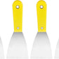 Carbon Steel Putty Knife Plastic Handle Drywall Flex Scraper 4Pcs 5 Inch Yellow Unbranded