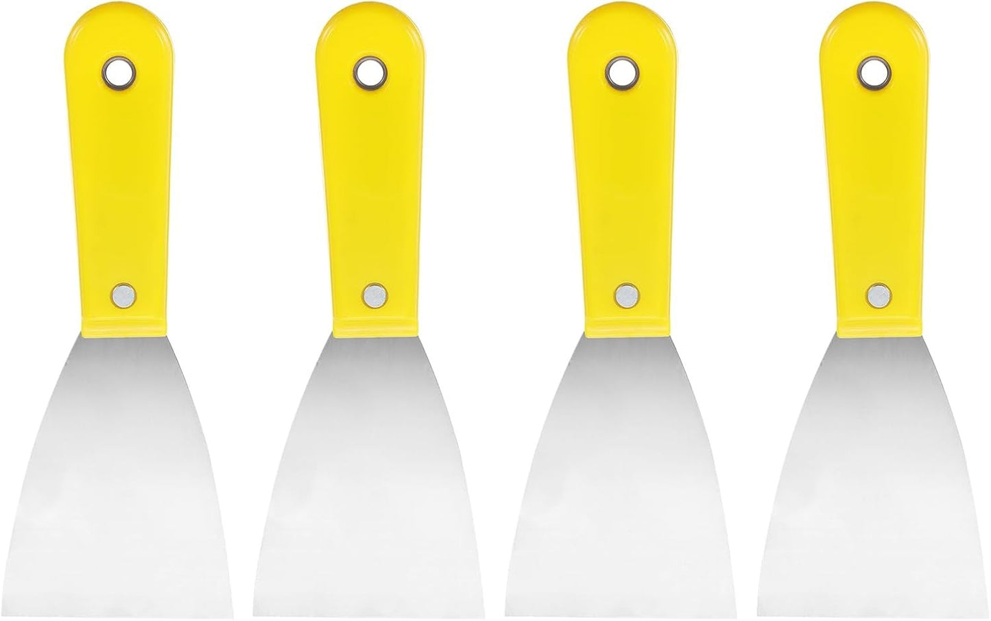 Carbon Steel Putty Knife Plastic Handle Drywall Flex Scraper 4Pcs 5 Inch Yellow Unbranded