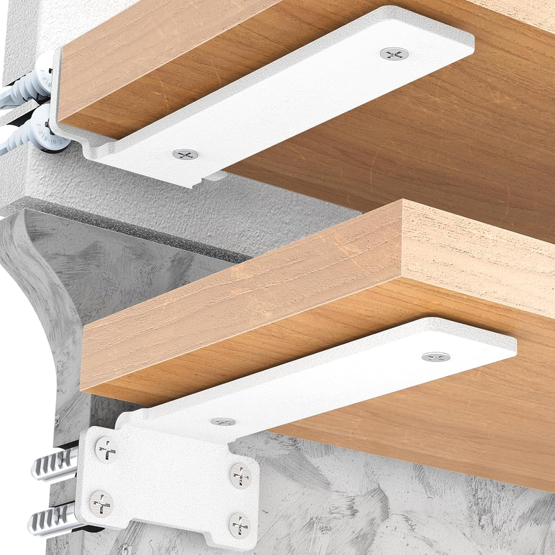 Shelf Brackets Heavy Duty Wall White Steel 15cm 75kg Load Capacity 4 Pack Unbranded