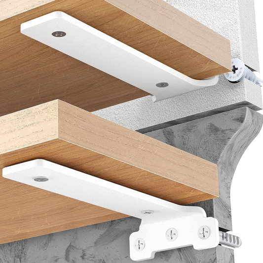 Shelf Brackets Heavy Duty Right Angle 2 Pack 25cm 70kg Load White