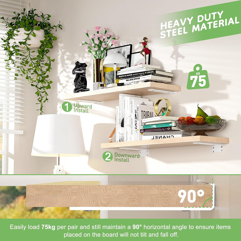 Shelf Brackets Heavy Duty Wall Mount 4 Pack 10cm 75Kg Load White