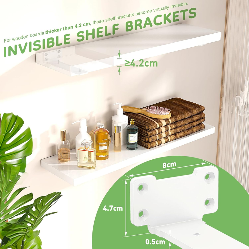 Shelf Brackets Heavy Duty Wall Mount 4 Pack 10cm 75Kg Load White