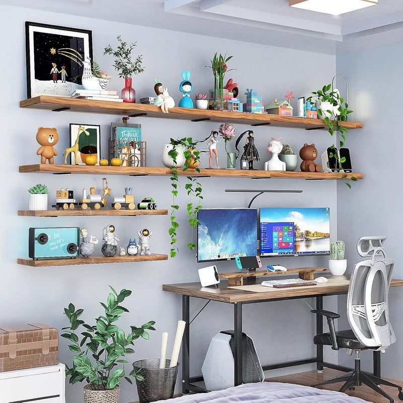 Floating Shelf Brackets Heavy Duty Right Angle 25cm 70kg Black 2 Pack