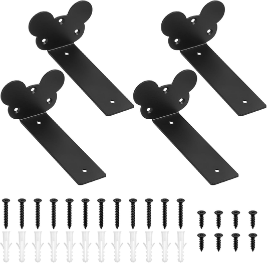 Heavy Duty Shelf Brackets Black Metal Floating Wall Support 4 Pcs 150mm