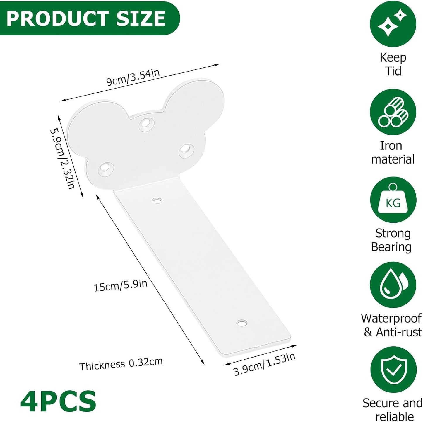 Heavy Duty Shelf Brackets Metal Floating Wall Support 4 Pcs 150mm