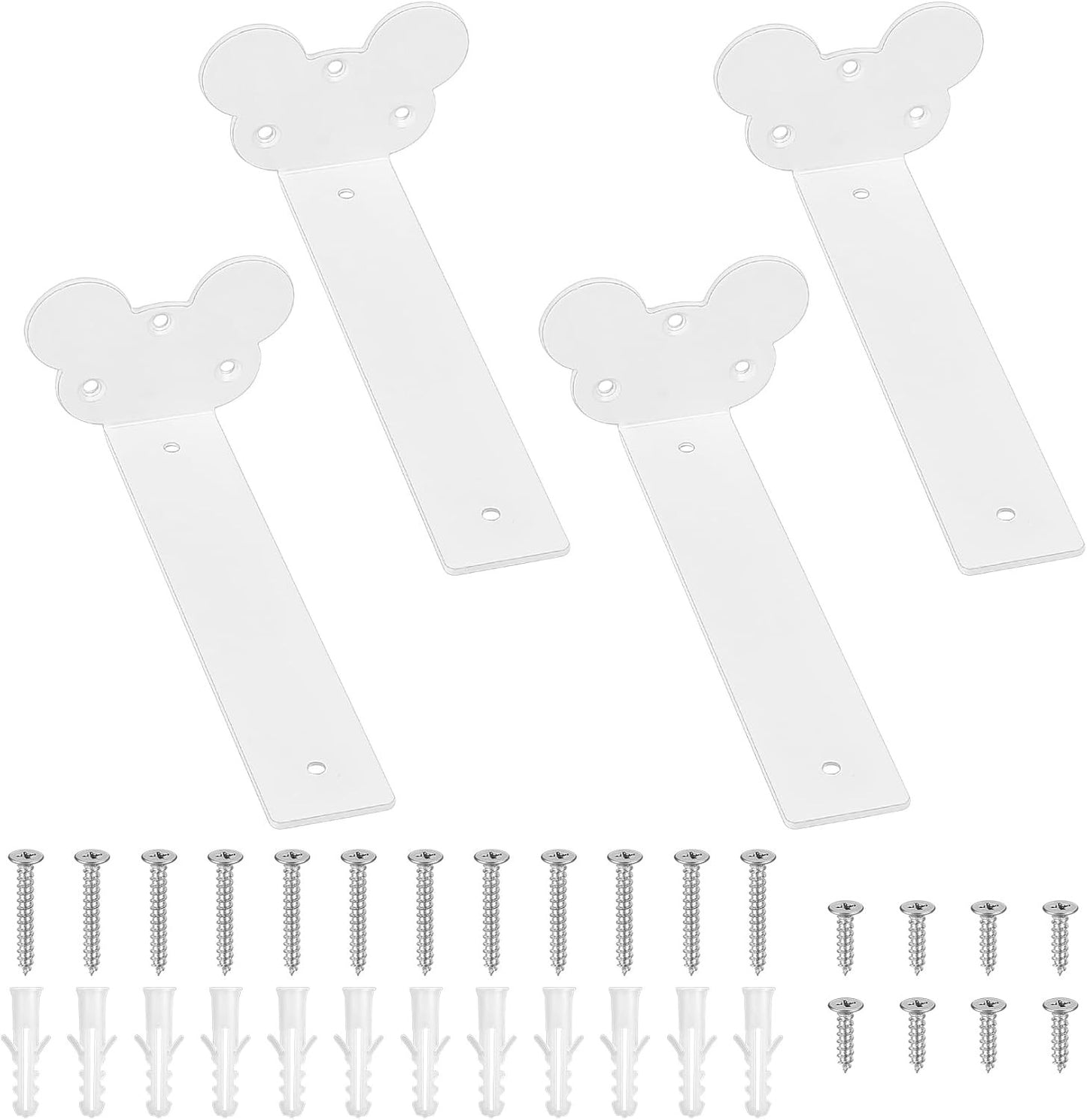 Heavy Duty Shelf Brackets White Metal Floating Wall Support 4 Pcs 200mm