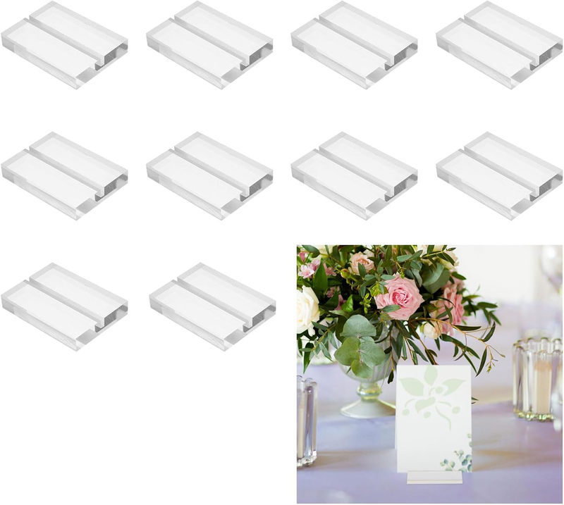 Acrylic Place Card Holders Table Number Name Card Stand 10Pcs 2.8 Inch Clear