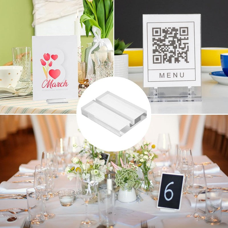 Acrylic Place Card Holders Table Number Name Card Stand 10Pcs 2.8 Inch Clear