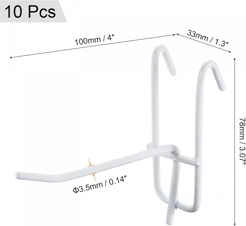 Grid Wall Display Hooks White 4 Inch Pack of 10 Garage Storage Organizers Unbranded