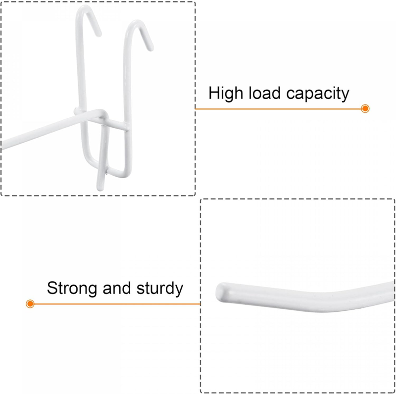 Grid Wall Display Hooks White 4 Inch Pack of 10 Garage Storage Organizers Unbranded