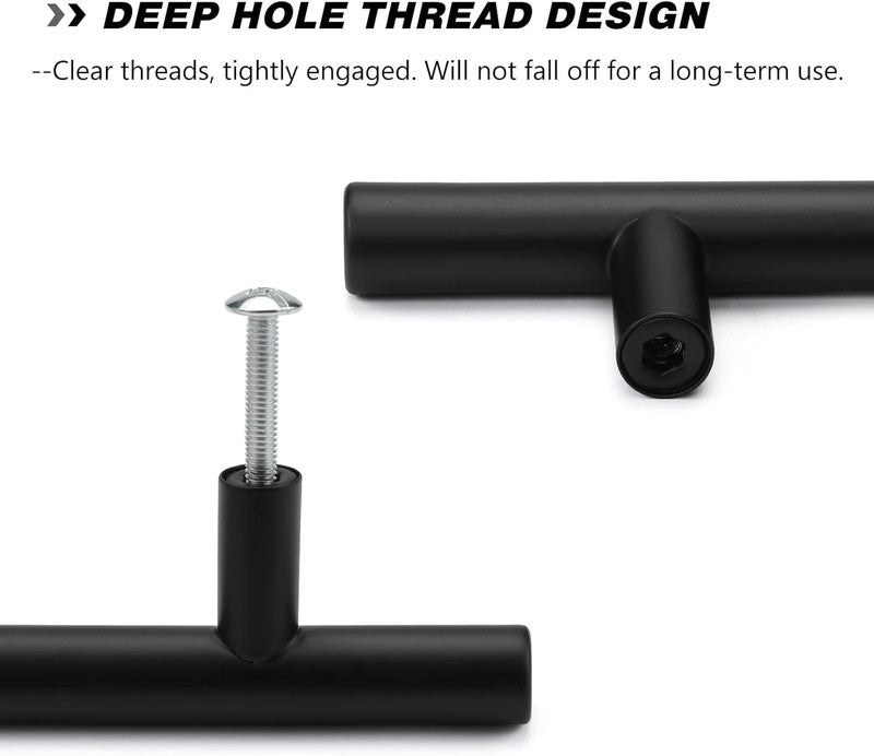 Black Kitchen Handles 96mm Cabinet Drawer Cupboard Door Pulls 2Pack