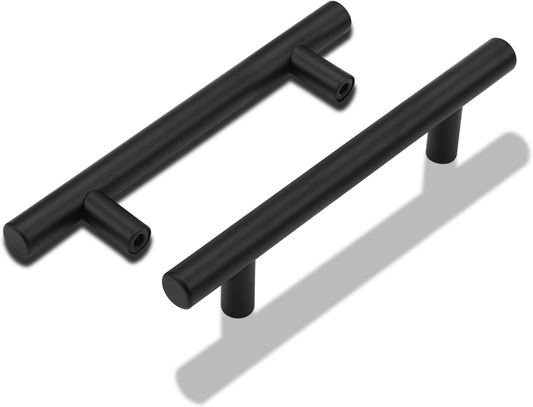Black Kitchen Handles 96mm Cabinet Drawer Cupboard Door Pulls 2Pack