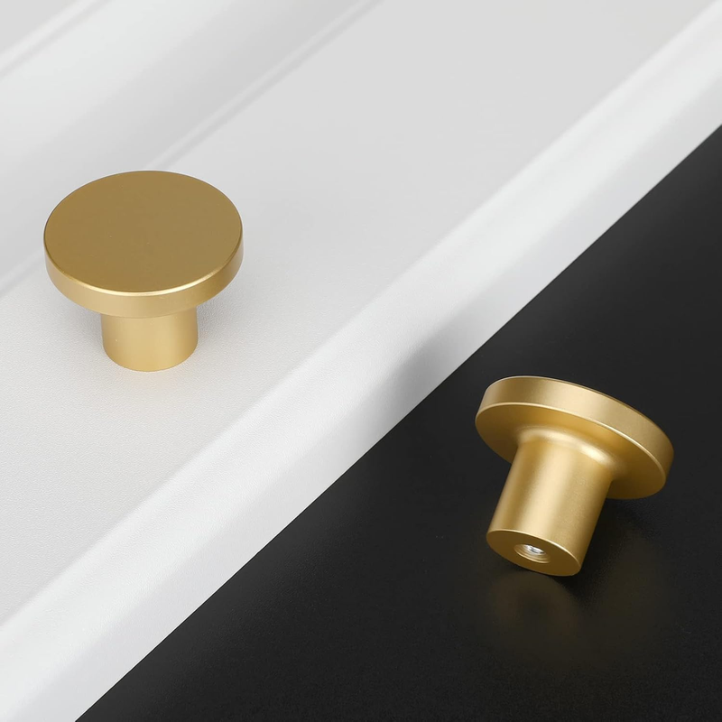 Gold Drawer Knobs Round Brass Cabinet Cupboard Door Kitchen Pulls 2 Pack Unbranded
