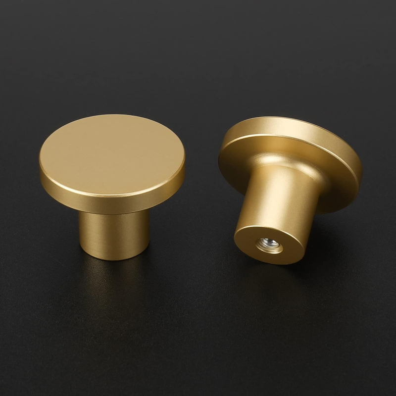 Gold Drawer Knobs Round Brass Cabinet Cupboard Door Kitchen Pulls 2 Pack Unbranded