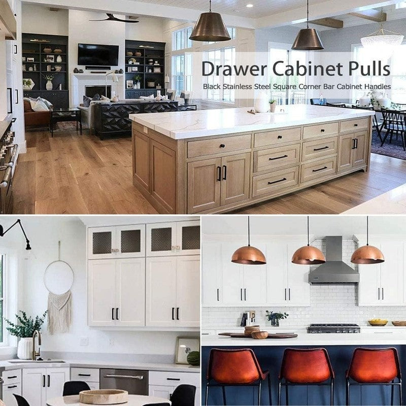 Kitchen Cupboard Handles 128mm Black Cabinet Drawer Pulls Steel 2 Pack