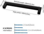 Kitchen Cupboard Handles 128mm Black Cabinet Drawer Pulls Steel 2 Pack Unbranded