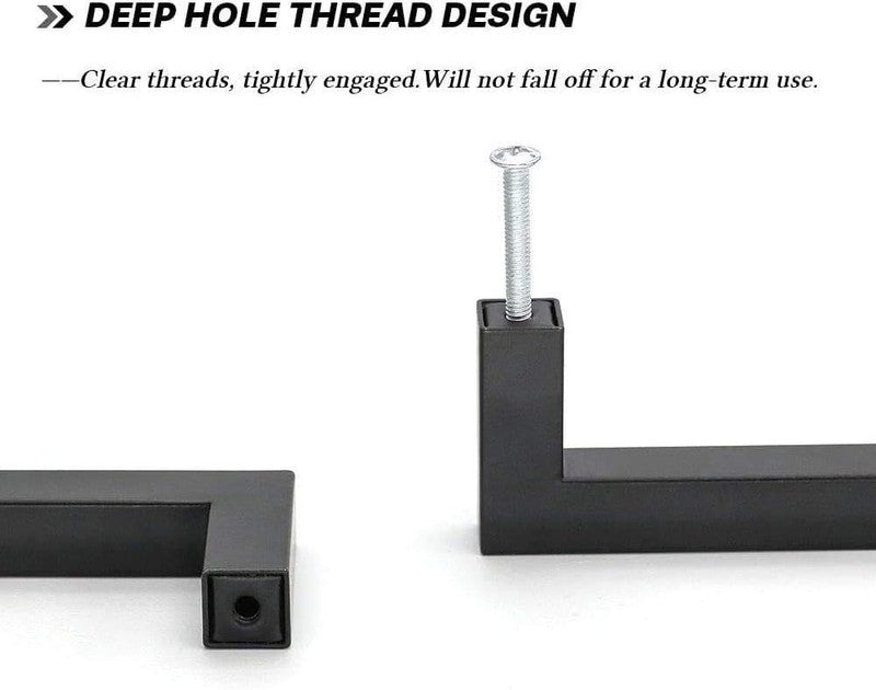 Kitchen Cupboard Handles 128mm Black Cabinet Drawer Pulls Steel 2 Pack