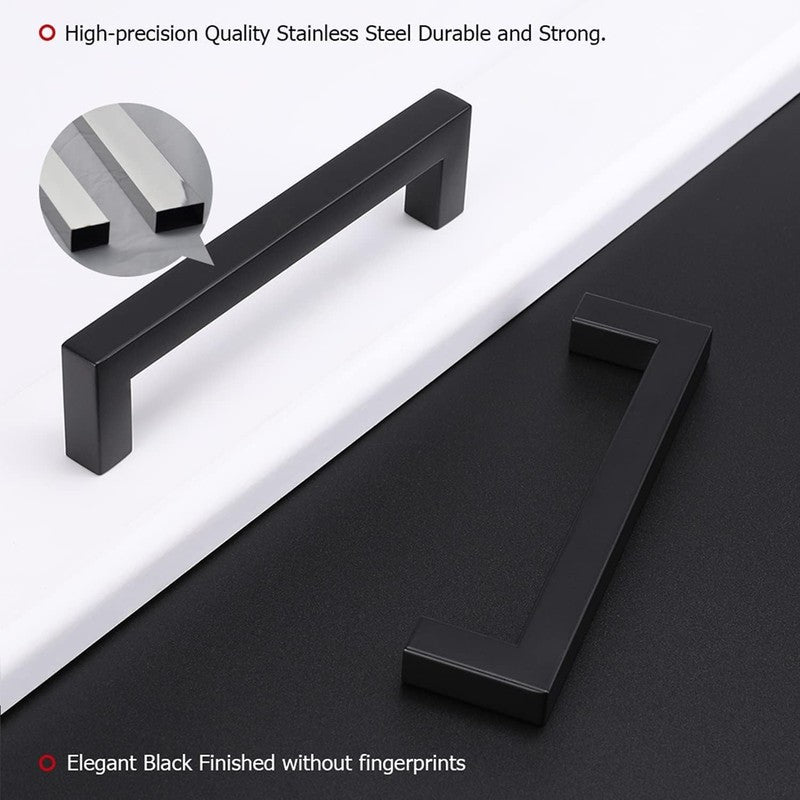 Kitchen Cupboard Handles 128mm Black Cabinet Drawer Pulls Steel 2 Pack
