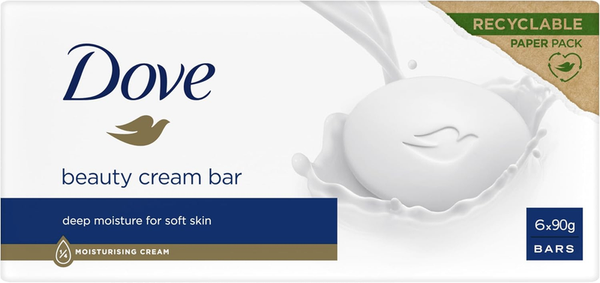 Dove Beauty Bar Soap Moisturising Cream 6x90g Skin Care Dove