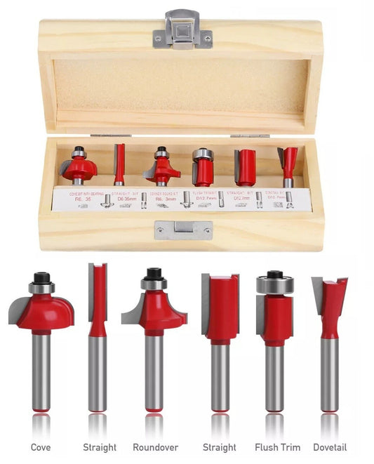 6Pc Router Bit Set in Double Blister Laminator Timber Kitchen Wood Worktop Box