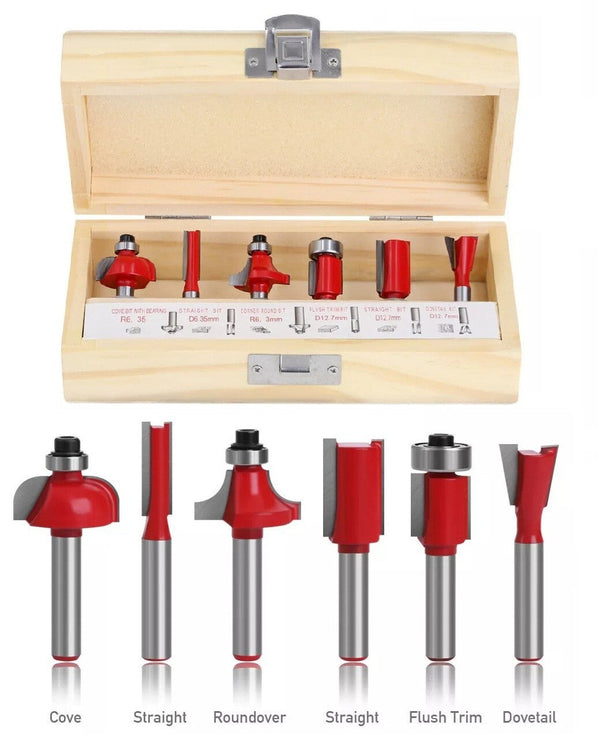 6Pc Router Bit Set in Double Blister Laminator Timber Kitchen Wood Worktop Box Does not apply