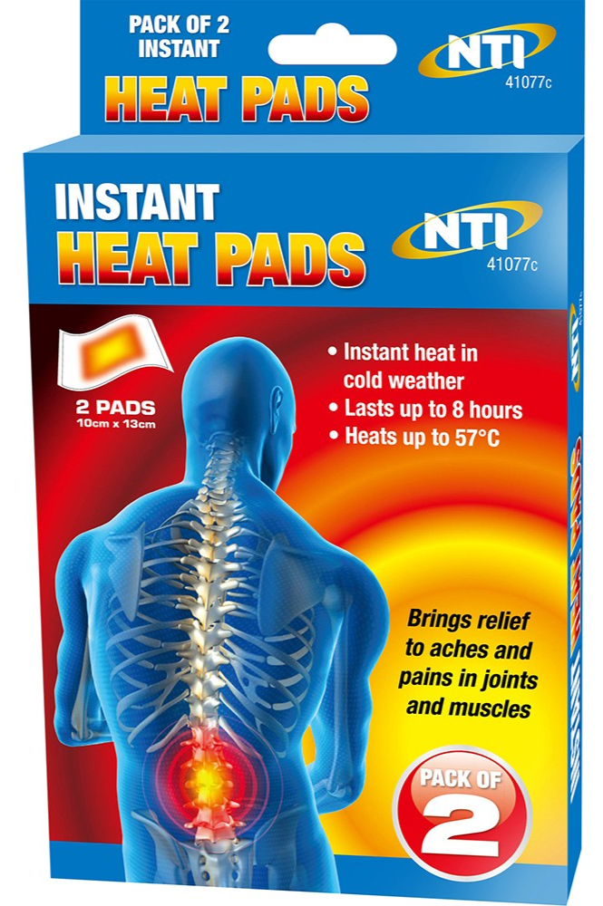 Self Adhesive Heat Pads 2 Pack Muscle Back Joint Pain Relief Instant Therapy