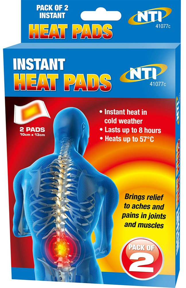 Self Adhesive Heat Pads 2 Pack Muscle Back Joint Pain Relief Instant Therapy