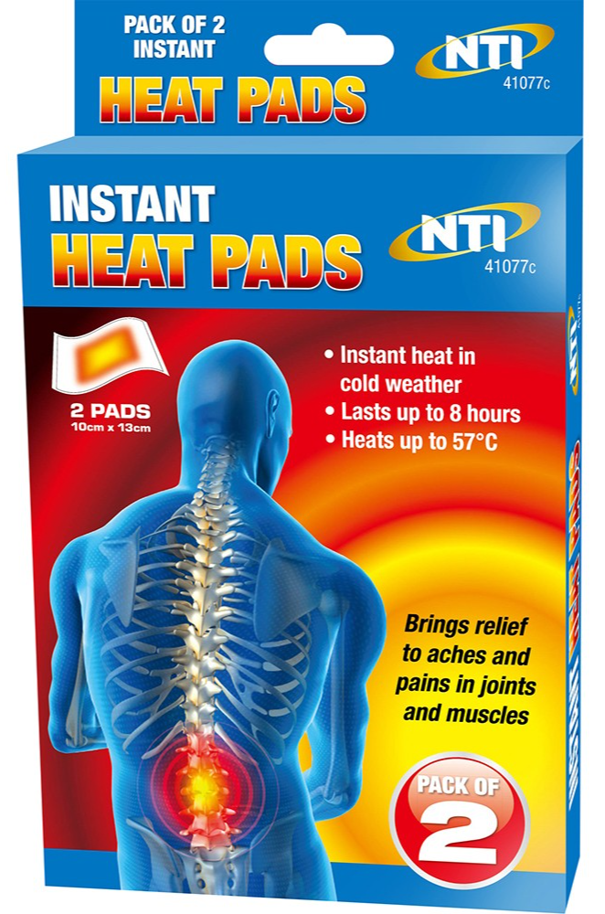 Self Adhesive Heat Pads 2 Pack Muscle Back Joint Pain Relief Instant Therapy