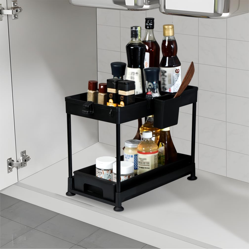 2-Tier under Sink Organizer Cabinet Storage Rack Bottom Sliding Pull Out Drawer Does not apply
