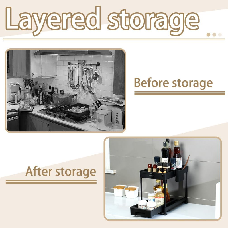 2-Tier under Sink Organizer Cabinet Storage Rack Bottom Sliding Pull Out Drawer Does not apply