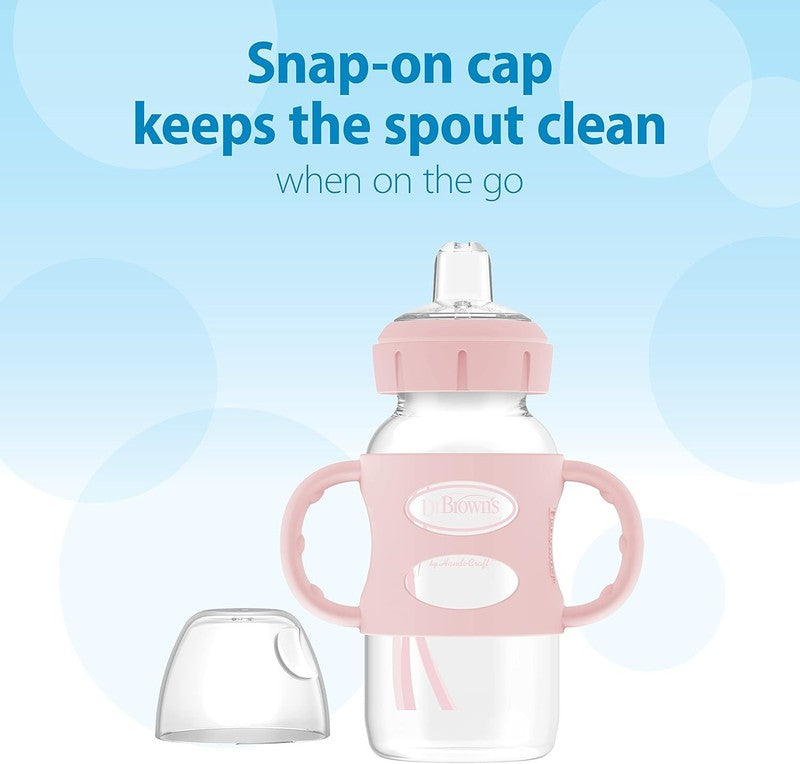 Dr Browns Wide Neck Sippy Bottle Silicone Handles Soft Spout 9oz BPA Free